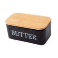 thumbnail image 2 of Mantequillera de cerámica con tapa de madera para cocina de restaurante negro, 2 of 9