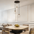 thumbnail image 4 of Uolfin Modern Black and Brass Chandelier 3-Light Height Adjustable Ceiling Light with Teardrop Clear Glass Shades, 4 of 5