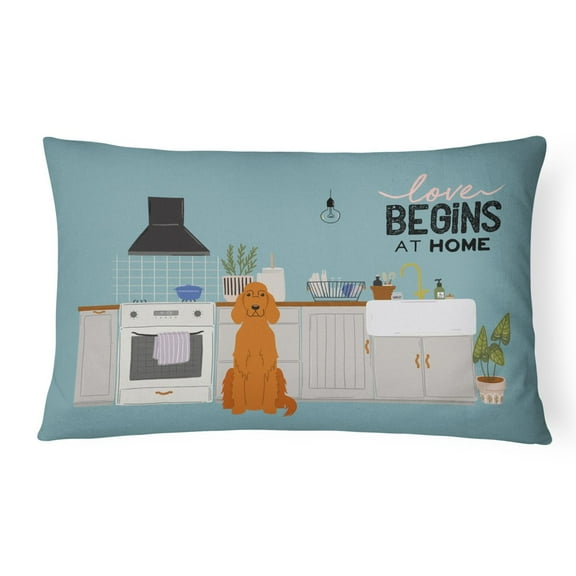 Carolines Treasures CK7768PW1216 Irish Setter Kitchen Scene Canvas Fabric Decorative Pillow 12H x16W multicolor
