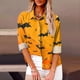 thumbnail image 2 of Blusa informal con botones para mujer con estampado de murciélago, manga larga, cuello en V, ligera y corte holgado, 2 of 5