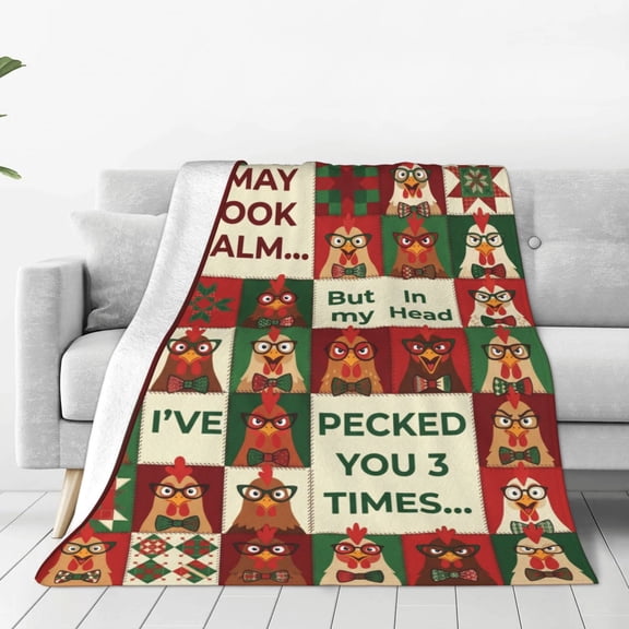 Chicken Blanket Christmas Holiday Gift for Chicken Lover, Farmhouse Decor Throw, Blankets and Throws Bed 50x40