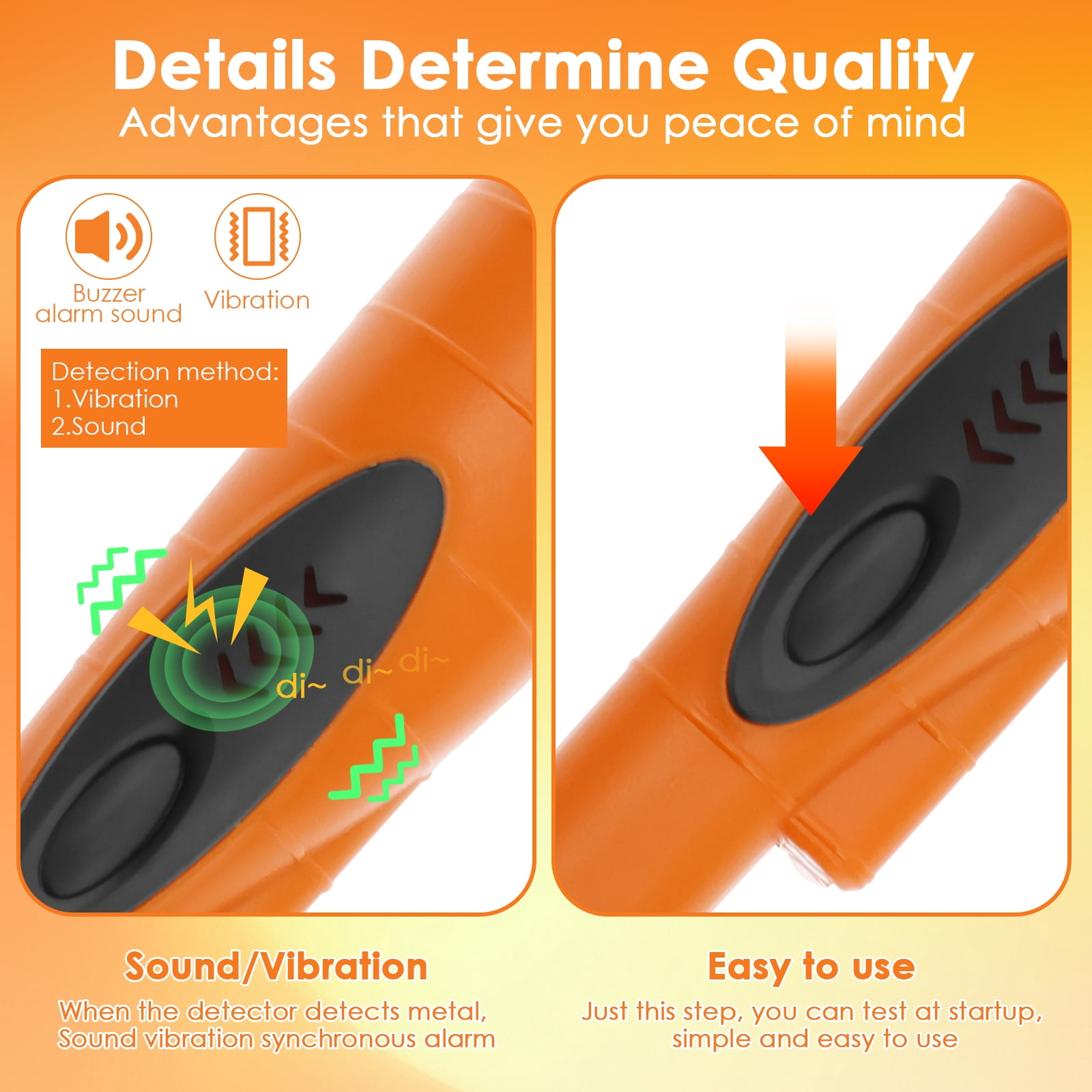 Ikoopy Waterproof Metal Detector with Hanging Storage Bag 360° Detection Handheld Pin Pointer Wand for Outdoor Beach Treasure