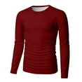thumbnail image 5 of Mens Long Sleeve Shirts Crewneck T Shirts Fall Tops Casual Basic Tees Clothes Wine 4XL, 5 of 6