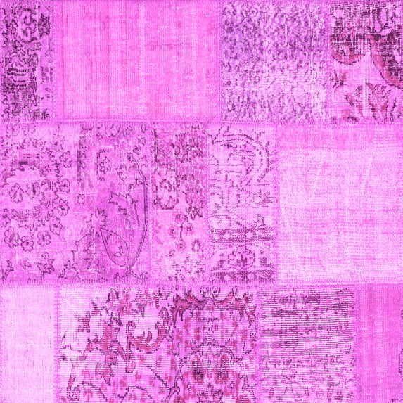 Ahgly Company Indoor Square Patchwork Pink Transitional Area Rugs, 5' Square