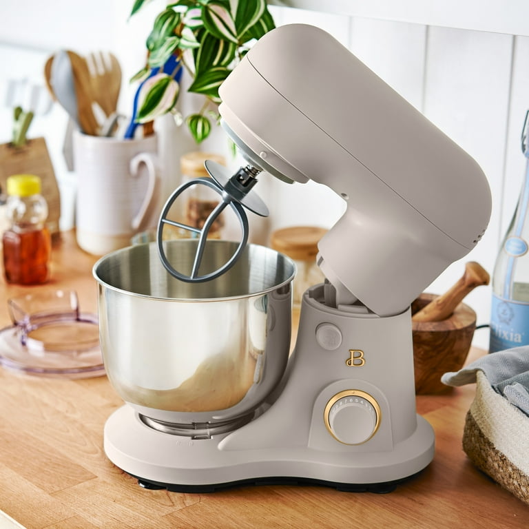 Beautiful 3.5 Qt Stand Mixer, Porcini Taupe with Flat Beater