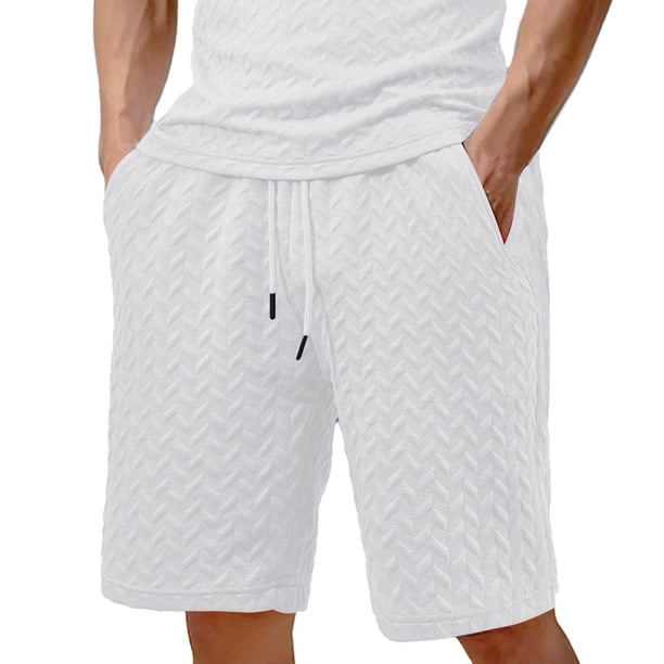 Pantalones Elásticos de la Cintura de los Hombres de Color Sólido Moda Casual con Bolsillos Encaje de la Cintura Pantalones Cortos, Pantalones Cómodos para Diarios