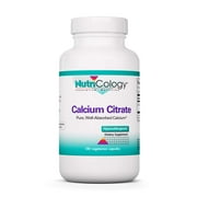 Nutricology Calcium Citrate - Pure Calcium, Bone Strength, Well-Absorbed, Without Vitamin D, Calcium Only, 150mg Supplement, Vegetarian Capsules - 180 Count