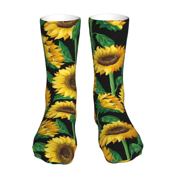 Xecao Sunflower 1 Print Fashion No Heel Casual Crew Socks Cushioned Breathable for Men Women - Moisture wicking,Not easy to fade Suitable for daily