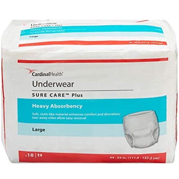 18PK - 1615A - Sure Care Plus Heavy Absorbent Underwear, Large