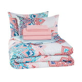 Mainstays Pink and Teal Medallion 8 Piece Bed in a Bag Comforter Set ...