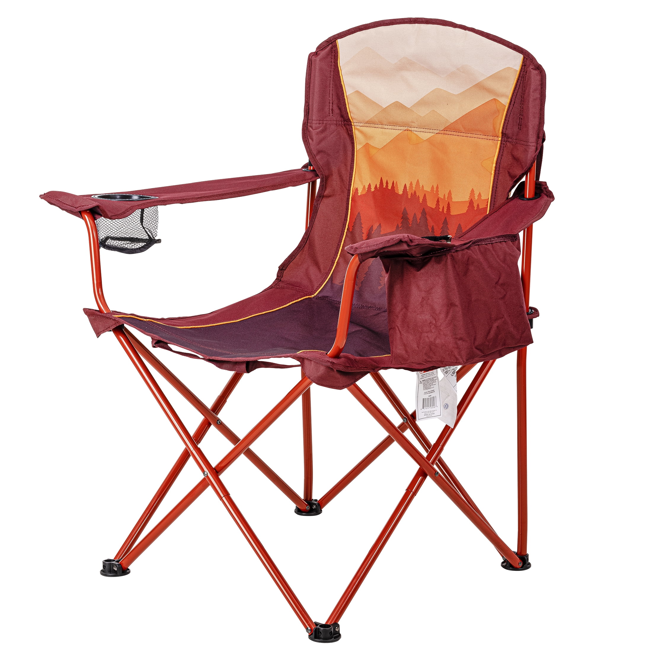 Camp Chair S'mores Camping Adult Folding Marshmallow Drink Phone Holder Bag Red 