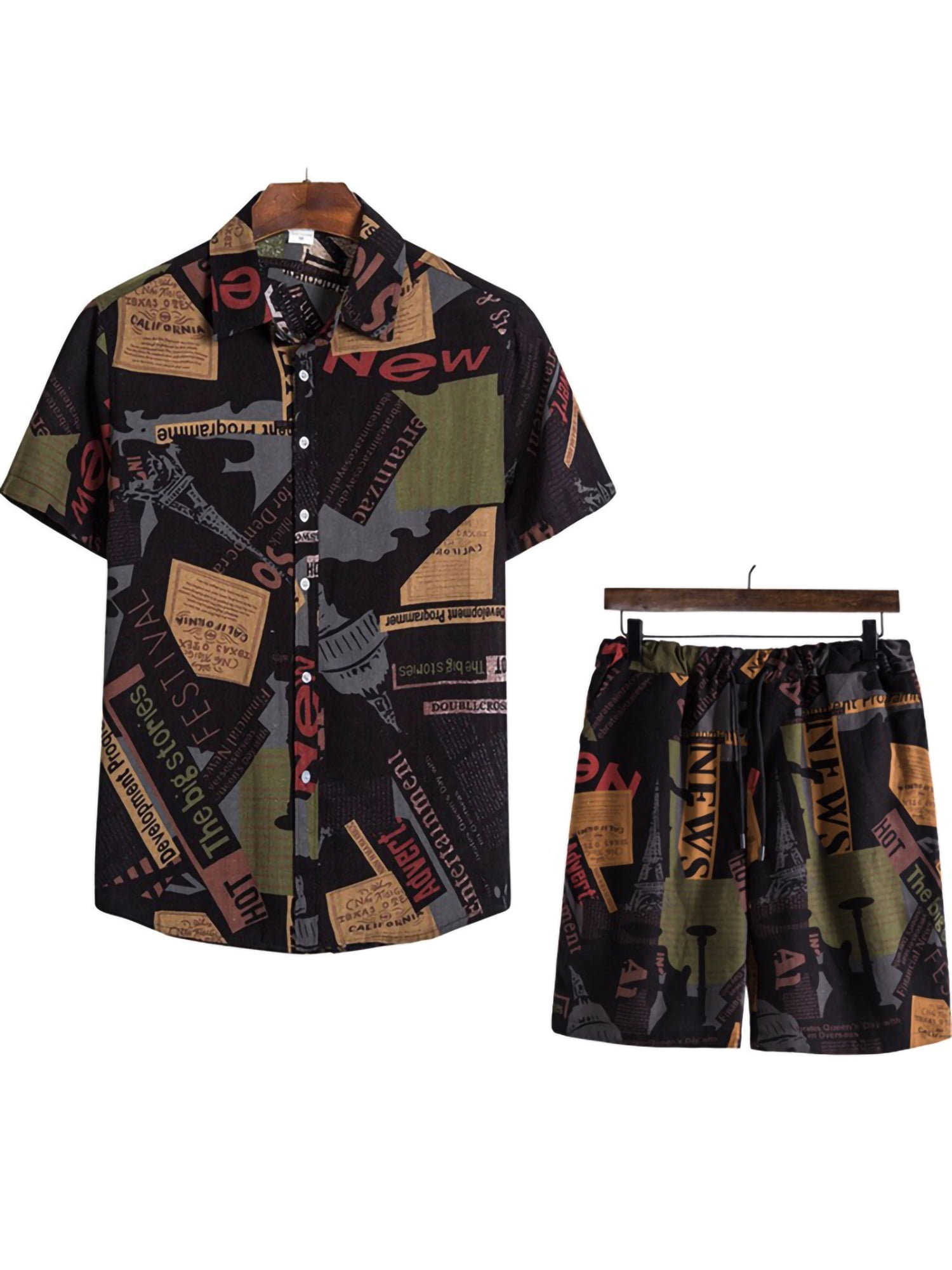 mens 2 piece linen short set