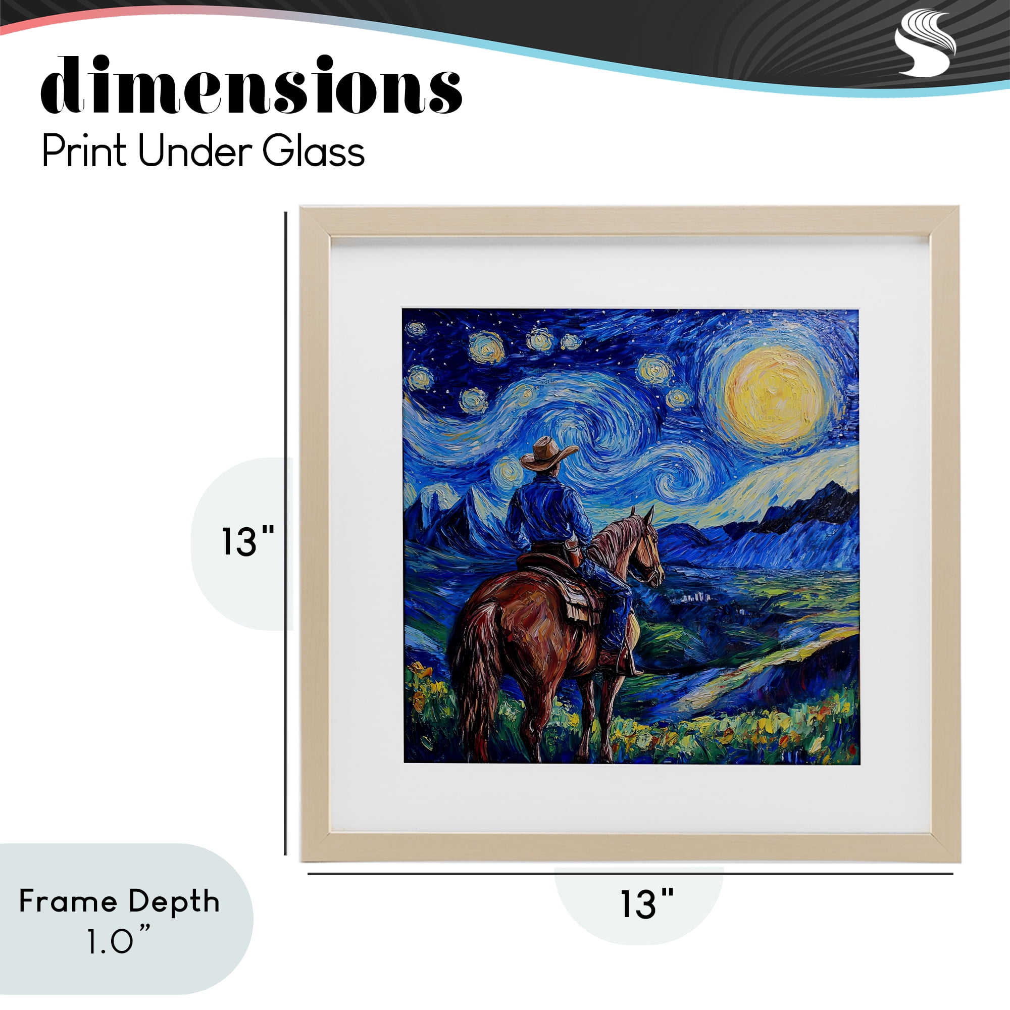 Stupell Industries Starry Night Cowboy Birch Framed Print Under Glass, design by Tina LeCour