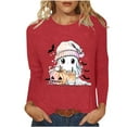 thumbnail image 2 of YUGYXL Halloween Clothes for Women Funny Printed Shirts Spooky Season Tops Long Sleeeve Pullovers Cute Ghost Tee Red M, 2 of 7
