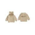 thumbnail image 2 of Miaouyo Girl Boys Hooded Plush Jacket Adorable Solid Color Bear Ear Long Sleeve Zipper Up Outerwear, 2 of 9