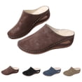 thumbnail image 5 of YOUYEDIAN Leather Orthopedic Shoes for Women Slip-On Nurse Shoes Fashion Round-Toe Wedge Heel Thick-Soled Comfortable Arch Support Walking Mules (Light Brown, 9 Wide), 5 of 5