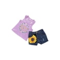 thumbnail image 3 of IZhansean Toddler Kids Baby Girls Summer Tops T-shirt Denim Shorts 2Pcs Outfits Clothes Purple 3-4 Years, 3 of 9