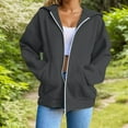 thumbnail image 6 of Women's Zip Up Hoodies Oversized Fleece Long Sleeve Solid Hooded Sweatshirts with Pockets Casual Fall Fashion Jacket, 6 of 7