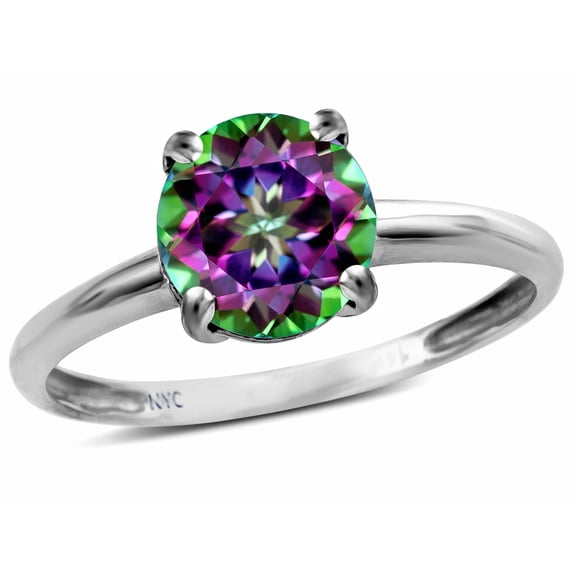 Star K � Rainbow Mystic Topaz Round 7mm Classic Solitaire Engagement Promise Ring