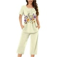 thumbnail image 1 of Aqestyerly Ensemble de Pyjama, Ensemble de Pyjama Décontracté pour Femmes avec Blouse à Manches Courtes et Col Rond et Pantalon Confortable Beige(S), 1 of 5