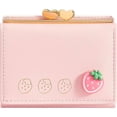 thumbnail image 1 of Titular de la tarjeta de la cartera, pequeño monedero plegable con bloqueo RFID, linda pequeña cartera de bolsillo de cuero para mujeres, niñas, señoras (rosa bebé), 1 of 5