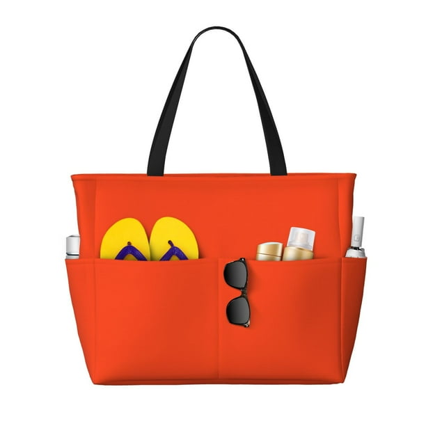 Fotbe Orange Bolsa de Viaje para Playa - Resistente al Agua, Bolsa Tote de Gran Capacidad y Ligera con 7 Bolsillos para Mujeres y Hombres