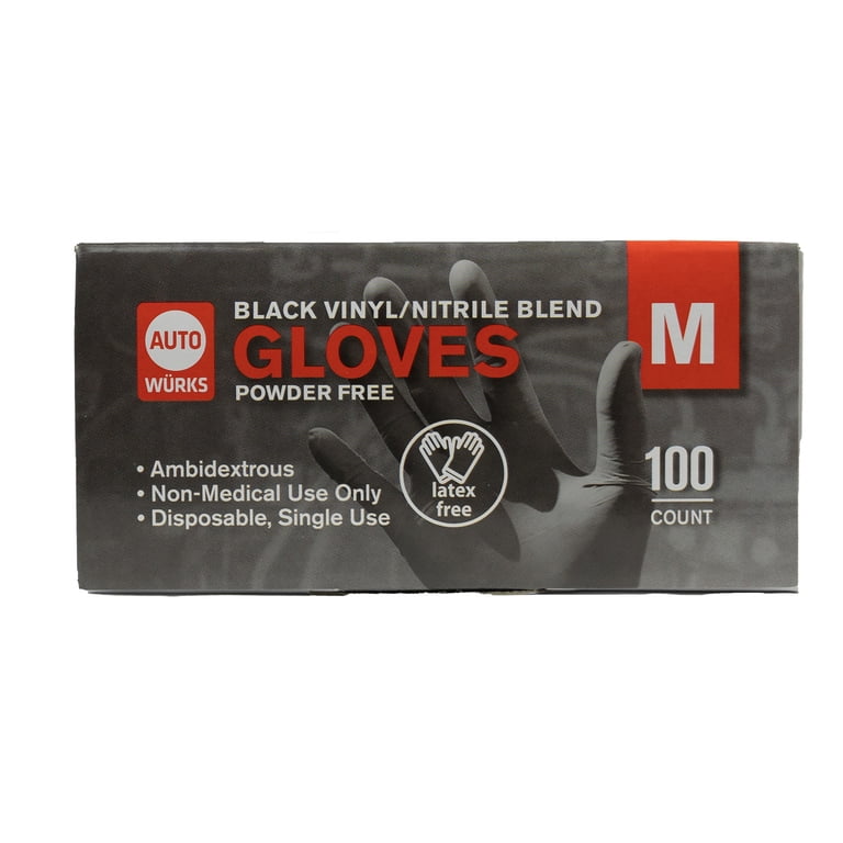 Gants Nitrile Jetables Noirs Taille M - Sans Poudre Ni Latex - Boîte De 100 - Usage Médical Et Domestique