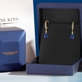 thumbnail image 5 of Gem Stone King 925 Silver and 10K Yellow Gold Blue Created Sapphire and Lab Grown Diamond Dangle Earrings for Women | 2.36 Cttw | Gemstone September Birthstone | Pear Shape 8X5MM, 5 of 6