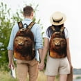 thumbnail image 4 of Disketp Cool Fire Lion print Canvas Backpack Lightweight Travel Daypack Student Rucksack Laptop Backpack-Medium, 4 of 5