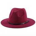 thumbnail image 3 of Yoyauz Unisex Panama Hat, Vintage Style Wide Brim Belt Buckle Felt Fedora Hat for Men Women, 3 of 6