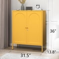 thumbnail image 6 of Lockable Double Door Accent Cabinet, Semi-circular Metal Door Locker, Adjustable Shelves, Multi-Function Storage Cabinet for Home, Office, Laundry Room Yellow 36"H X 31.5"W X 13.8"D, 6 of 6