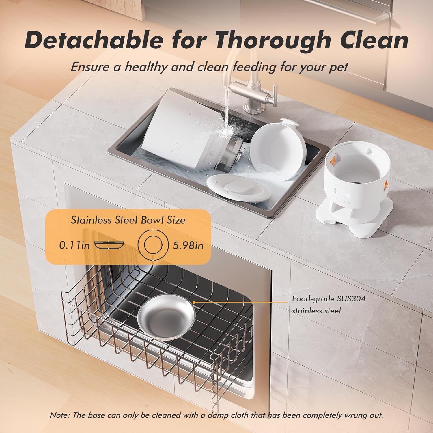 Automatic Cat Feeder - 5L Anti-Clog Dispenser with Voice Recording, Dual Power & Stainless Steel Bowl for Cats and Dogs