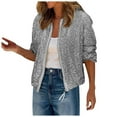 thumbnail image 2 of Sequin Cardigan Jacket for Women 2025 Glitter Long Sleeve Crewneck Cropped Zip Up Bomber Jackets Clubwear Outerwear, 2 of 6