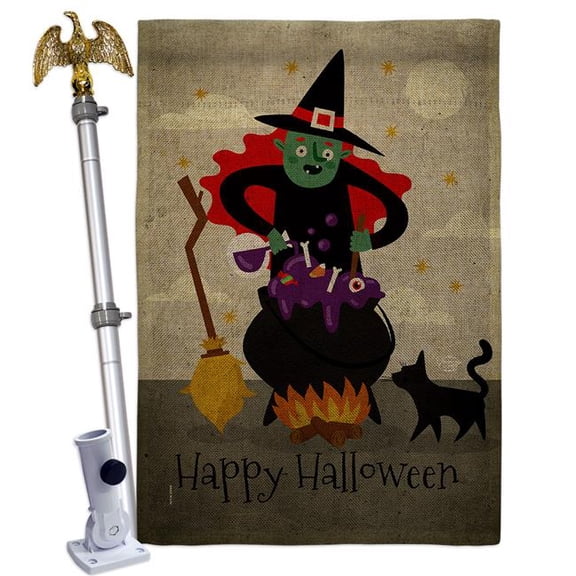 Ornament Collection HS190173-DB-02 Casting Spells Falltime Halloween 28 x 40 in. Double-Sided Decorative Horizontal Flags for Decoration Banner Garden Yard Gift