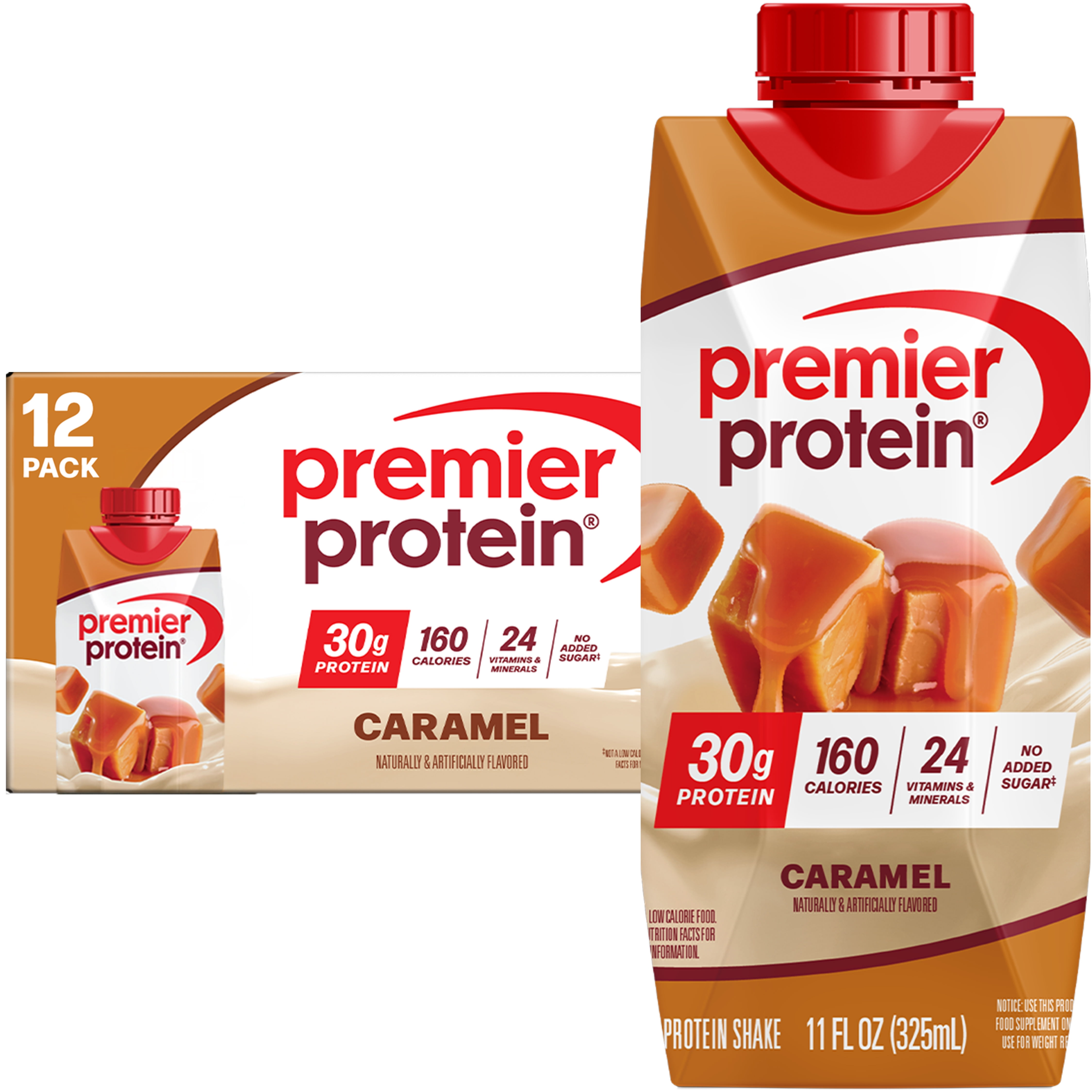 (2 pack) Premier Protein Shake, Caramel, 30g Protein, 11 fl oz, 12 Ct