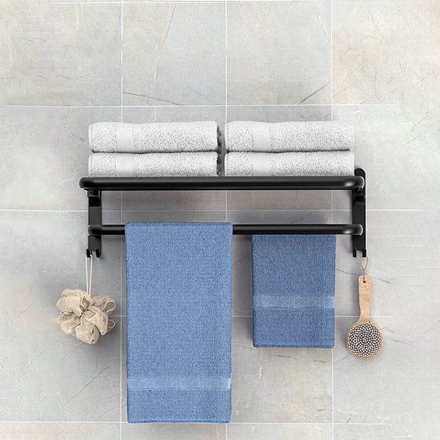 Towel Rack Space Aluminum Bathroom Bathroom Towel Rack Wall Mounted Shelves Without Punching Household Luxury Towel Racks Home Decor Christmas Gifts