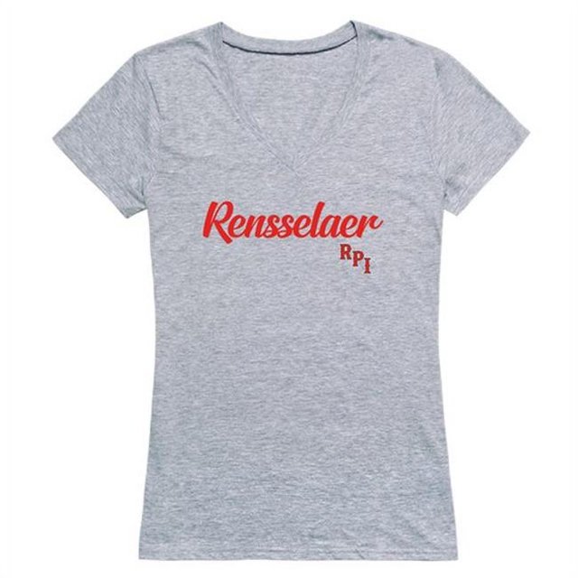 W Republic 555-367-HGY-02 Rensselaer Polytechnic Institute Script T-Shirt for Women, Heather Grey - Medium
