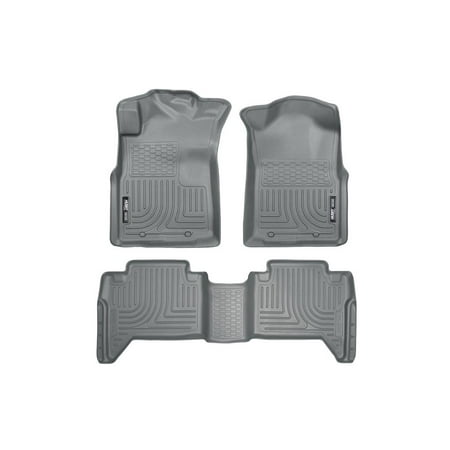 Husky Liners Weatherbeater Floor Mats | Fits 2005 - 2015 Toyota Tacoma Double Cab (Footwell Coverage) | Front & 2nd Row, 3-pc Grey - 98952