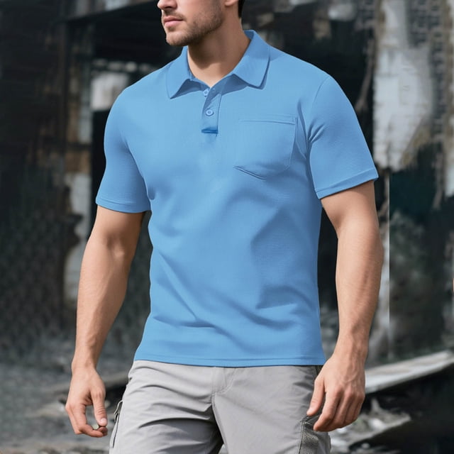 pstuiky Camisas de manga corta para hombre, Camisetas para hombre, camisetas casuales básicas de cuello redondo, camisetas de manga corta con bolsillo, blusa de manga corta con cuello vuelto xxxl