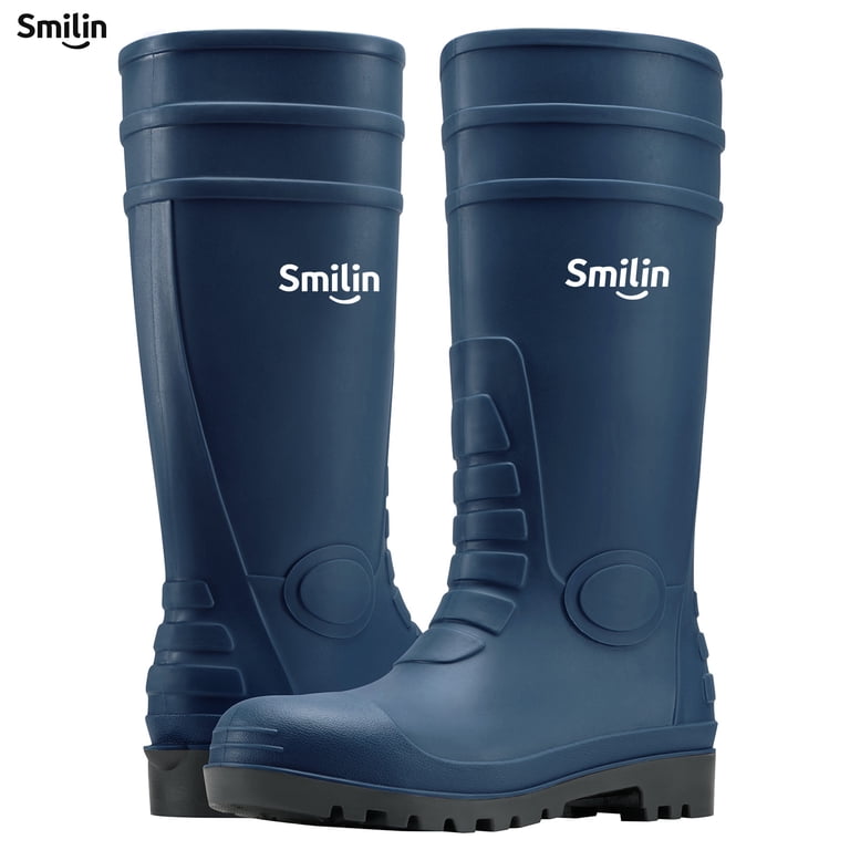 SMILIN PVC Rubber Rain Boots for Men,Steel Toe Waterproof  display picture 1