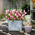 8 Bundles Outdoor Artificial Tulips UV Resistant Fake Flowers