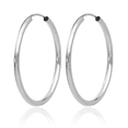 thumbnail image 3 of 14K Solid White Gold Endless 2mm Round Medium Hoop Earrings, 3 of 10