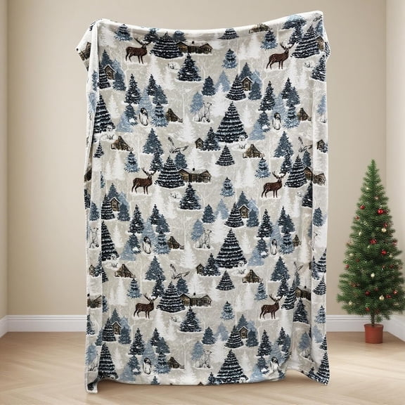 Christmas Blanket - 60x80 inches, Holiday Christmas Tree Reindeer Snowflakes Fleece Blanket Winter Soft Blanket for Couch Sofa Bed Lounging, Ideal Gifts for Users Adults Wife Self