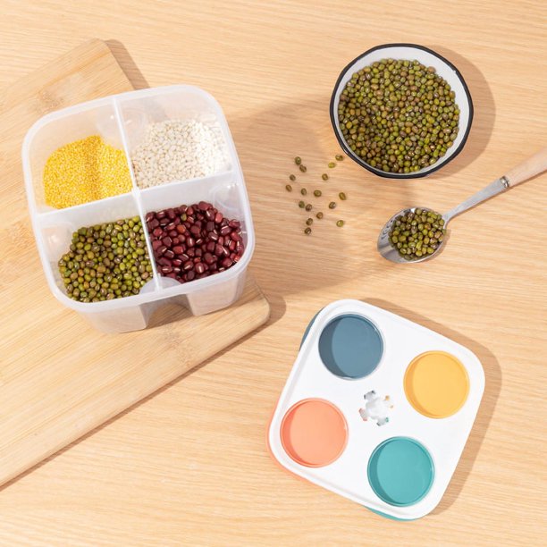 Tarro hermético con compartimentos, recipiente de plástico para guardar fideos, tarro de gran capacidad para cereales, tarro de almacenamiento transparente