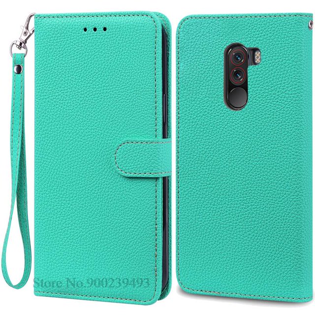 For Xiaomi Pocophone F1 Case Shockproof Wallet Flip Case For Poco F1 Cover Xiaomi Mi Poco Phone F1 Poko F1 PocoF1 Phone Cases Sky Blue-Strap Pocophone F1-Poco F1