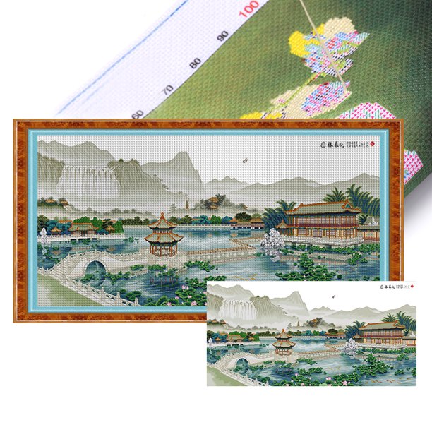 Kit Punto Cruz para Niña Bordado Con Hilo Algodón Ecológico 11CT Arte 40x50cm