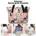 thumbnail image 2 of Tote Bag for Women - Pink Boston Terrier and Flower Shoulder Bag - Large Utility Work Duffle Bag with Zipper Handbag for Travel, Work, Sprots, 2 of 5