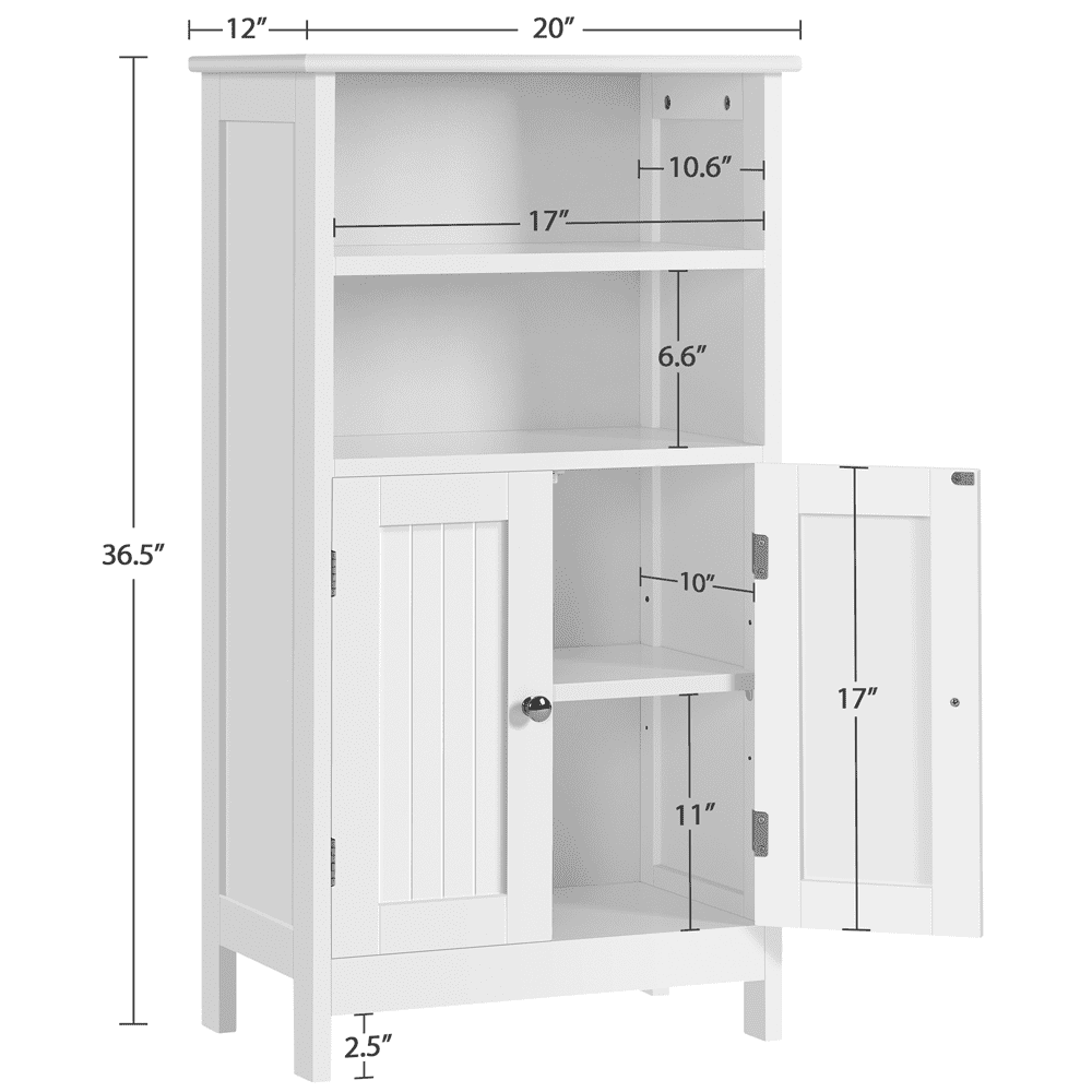 Renwick Wooden Storage Cabinet with Double Door and Adjustable Shelf for Home, White