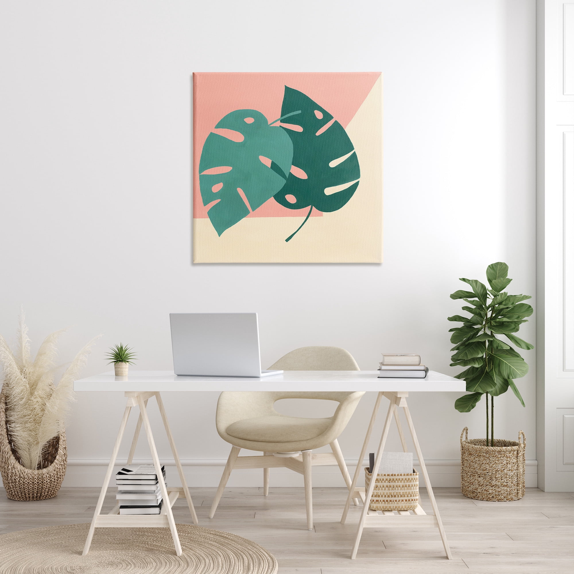 Stupell Industries Modern Monstera Leaf Botanical & Floral Painting Gallery Wrapped Canvas Art Print Wall Art, 36 x 36