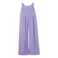 thumbnail image 2 of Wide Leg Overalls for Women Sleeveless Jumpsuits Suspender Overalls with Pockets, 2 of 5